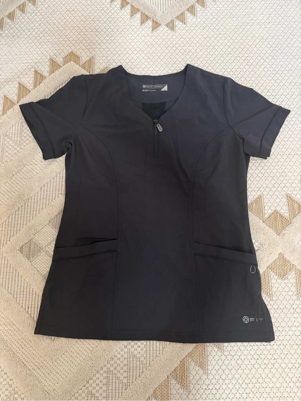 NEW White Cross Fit Black Scrubs Size Small